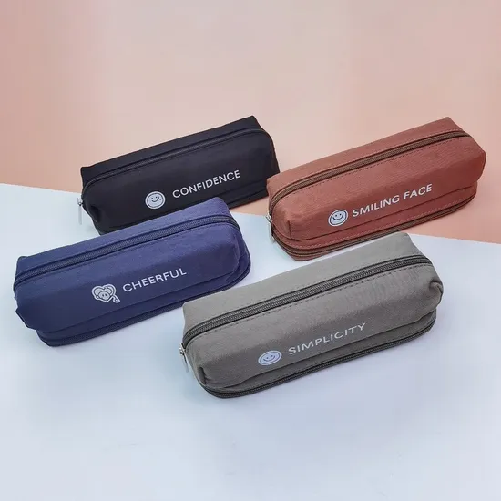 Double-Layer Student Pencil Case Simple Large-Capacity Solid Color Stationery Bag