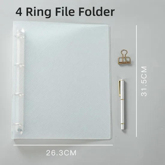 4 Rings Translucent Waterproof PP Cover D Ring Clip File Organizer Ring File Folder Office Supplies Wholesale Stationery