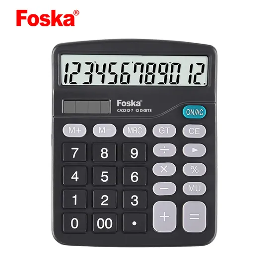 Foska Durable ABS Plastic Scientific Financial Black 12 Digit Desktop Calculator