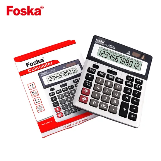 Foska Big ABS Plastic Button & 12 Digits LCD Screen Business Office School Calculating Office Calculator with Dual Power Ways