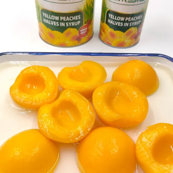 Healthy Food Canned Halve Yellow Peach in Glass Jar Can Chinese Suppliers