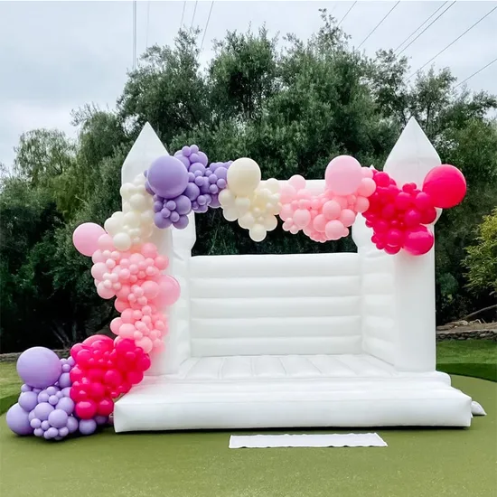 Outdoor Party Bouncer: White Inflatable with Ball Pit and Toys