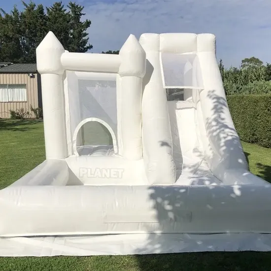 White Bouncy Castle Combo Inflatable Jumper Bounce House with Slide and Ball Pit