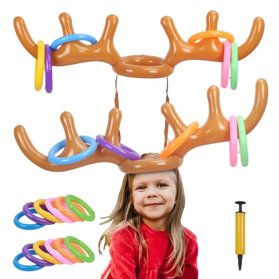 Christmas Party Toys Antler Ring Toss Game Inflatable Reindeer Antler Ring Toss Game