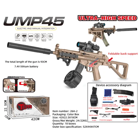 MP5K A1 Plastic Pistol De Gel Gun Children′s Electric Toy Gun Water Bomb Water Gun Toy Gel Ball Blaster