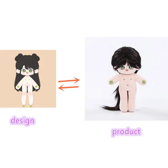 2023 Custom Soft Plush Doll Black Hair Girl Toy Manufacturer for Kids