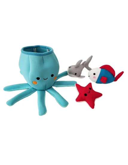 Baby Octopus Bath Toy Set with Bonus Kids Shark, Dolphin & Starfish Gifts