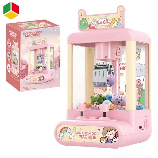 QS Creative Doll Machine Toys Promotion Gift Children Interesting Educational Game Plastic Mini Cartoon Small Claw Doll Crane Machine Toys for Kids
