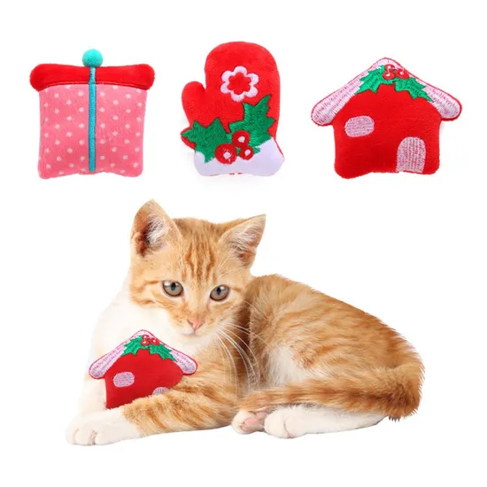 Creative Christmas Gift Pet Supply Wholesale Plush Stuffed Cute Catnip Cat Toy