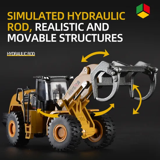 QS Wholesale Baby Alloy Metal Excavator Toy Simulation Model Timber Grab Wooden Grab Engineering Car Construction Car Diecast Gifts Collect Luxury Toys for Kids