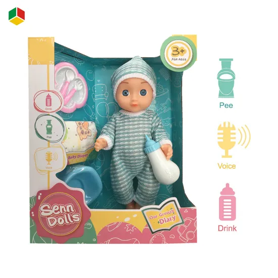 QS 14 Inch Drinking Water Function Baby Doll with IC Sound Accessories for Kids Gift Plastic Children Toys