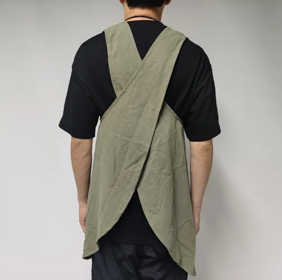 Weijia Linen Smock Bib Apron with 2 Pockets - 37" X 43"