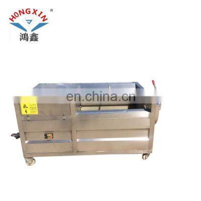 High efficiency stainless steel roller brush type vegetable potato skin peeler cleaning machine