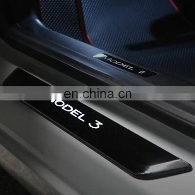 Hansshow Model 3 Car LED Welcome Door Sills Scuff Plate Pedal For Tesla Model 3 Y Lighted Illuminated Door Sill Protector