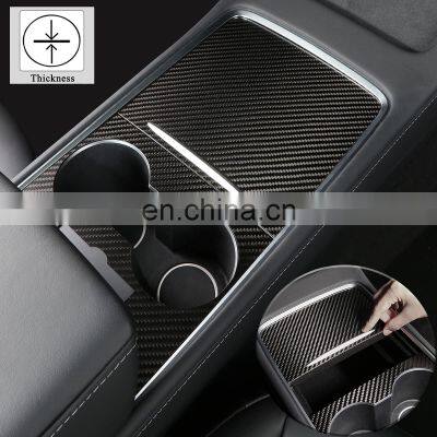 High Gloss Matte Genuine Carbon Fiber Center Console Wrap For Tesla Model 3 Y Console Cover Trim Panel