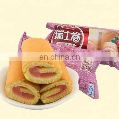 Commercial Industry automatic cake packaging machine swiss roll sponge cake horizontal pillow packing machine