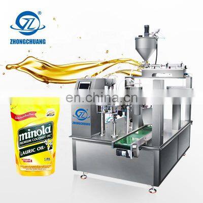 Automatic Premade Bag Packaging Cook Edible Refinde Soybean Coconut Oil Filling Stand Up Doy Pouch Doypack Packing Machine