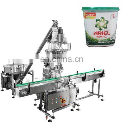 Easy to operate automatic mini table top bottle dishwashing powder filling machine