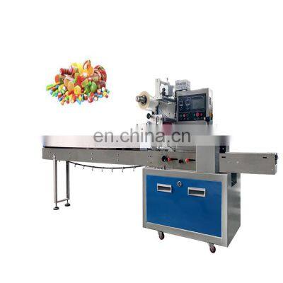 Long service life 350 horizontal wrapping machine 3 servo motorsflow packaging machine candy pack machine