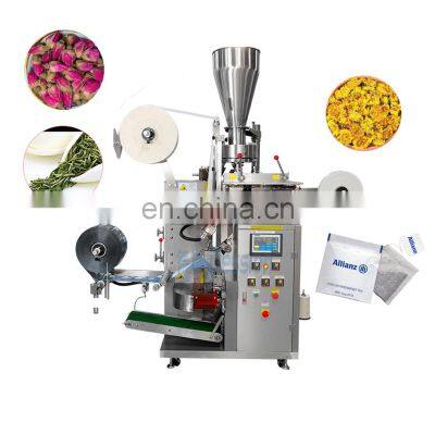 In stock automatic dip tea bag packing machine for green tea with thread tag flower tea leaf packaging machine