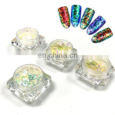 Newset transparent chameleon rainbow iridescent chrome flake for nail gel/ polish