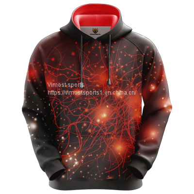Red Fashion Hoodie with Bright Light spot and Line Pattern
