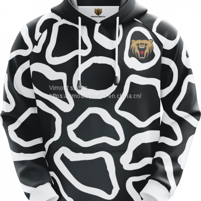 Customized Sublimation Hoodie of Black and White Colors with Latest Fashion