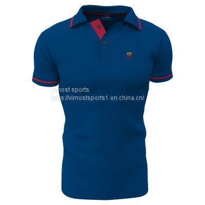 Blue Customized Sublimation Polo Shirt with Short Sleeves
