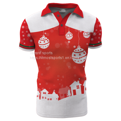 New Style Customized Sublimation Polo Shirt with Red and White Colors