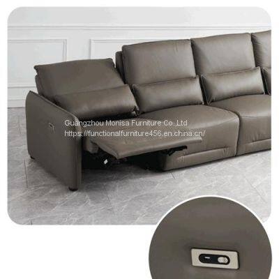 Italian-Style Modern Minimalist First Layer Cowhide Leather Straight Row Sofa Living Room Split Three-Seat Sofa Combination
