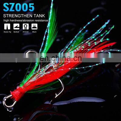 Wholesale Strong barbed Hooks with Feather Barbs Anchor Hook Seawater Resistance Hi-Carbon Steel Fishing Hook