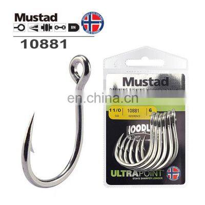 Wholesale Mustard 10881NP Strength High fishing hooks bulk carbon steel Barbed Jigging single fish jig Fishing Hooks