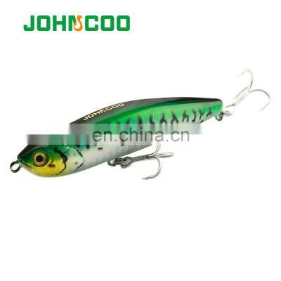 JOHNCOO New 100MM 18G Rear Weighted 3D Eyes Topwater Pencil Lure
