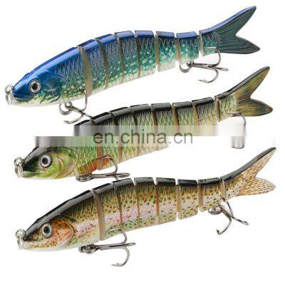 JOHNCOO Hard Plastic 8 Segments 120mm Jointed Swimbait Simming Action Multi Jointed Lures Kits 3pcs