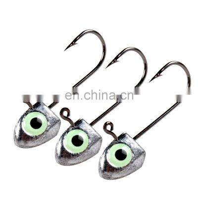 JOHNCOO Unpainted Lead Jig Head 3D Luminous Eyes Wholesale Fishing Jig Hook with Various Weight