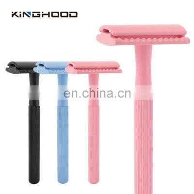 Custom Eco Friendly Classic Female Bikini Pink Metal Safety Razors For Women