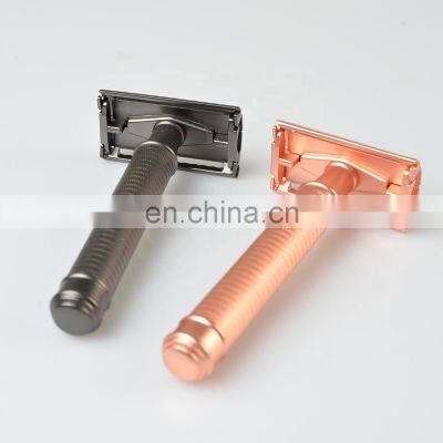 Butterfly Safety Razor Twist To Open Razor Matte Rose Gold Double Edge Blade Razor For Man
