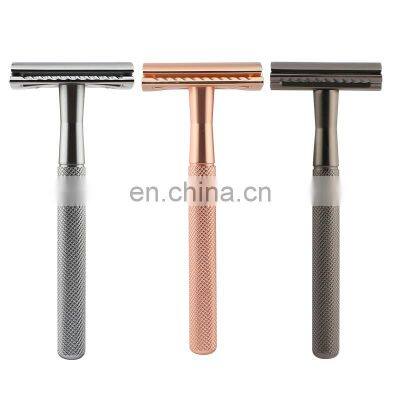Classic Doule Razor Blade Silver Shine Safety Shaving Razor