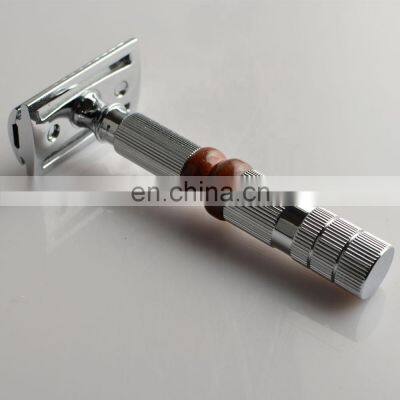 New brand durable mens shaving metal litchi wood double edge hand resin handle shaving safety razor