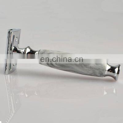 Classic Laser Custom New Design Marbling Resin Handle Metal Eo-Friendly Barber Straight Double Edge Blades Shaving Rafety Razor
