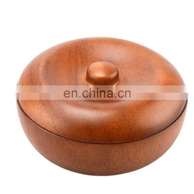Wholesale custom oak wood 100% natural long- l asting eco-friend snack ramen round with soup salad bowl