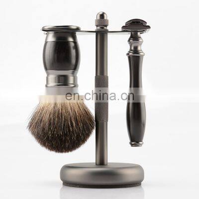High Quality Luxury Wood Handle Double Edge Safety Razor and Brush Shaving Set for Men