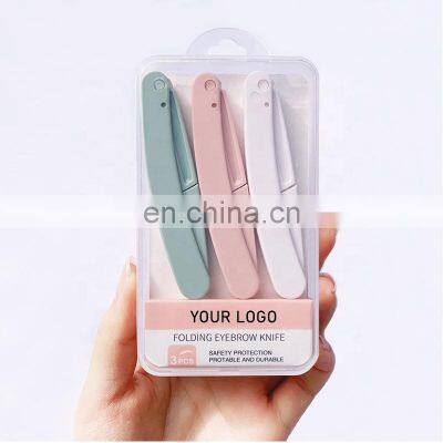 High Quality Long Handle Custom Printing Plastic Eyebrow Razor Trimmer