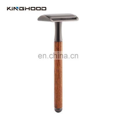 Wooden Handle Men Barber Shave Tool Double Edge Safety Razor