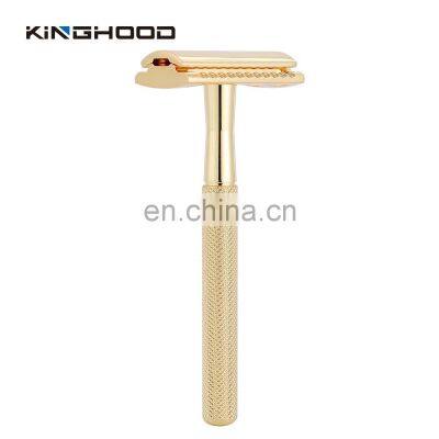 Private Label Men Straight Blades Brass Handle Safety Gold Shaving Safety Razor