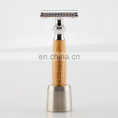 No Disposable Olivewood Handle Double Edge Blade Razor Safety Razor Face Laser on The Razor Head/handle 11.5*4.3cm