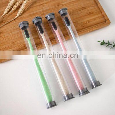 Eco Friendly Wholesale Travel Biodegradable Charcoal Toothbrush Wheat Straw Toothbrush