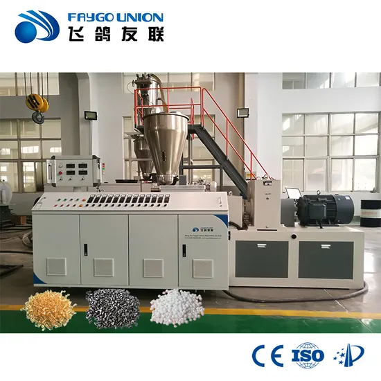 Plastic Particles/Granules/Pellets Making Pelletizing Machine for Recycling Pet Fiber with Conical Twin-Screw Extruder