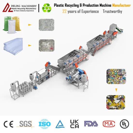 500kgh Innovative Daily Mixing Waste Plastic Recycling Line for PP PE Film Soft or Hard Materials Crushing and Cleaning