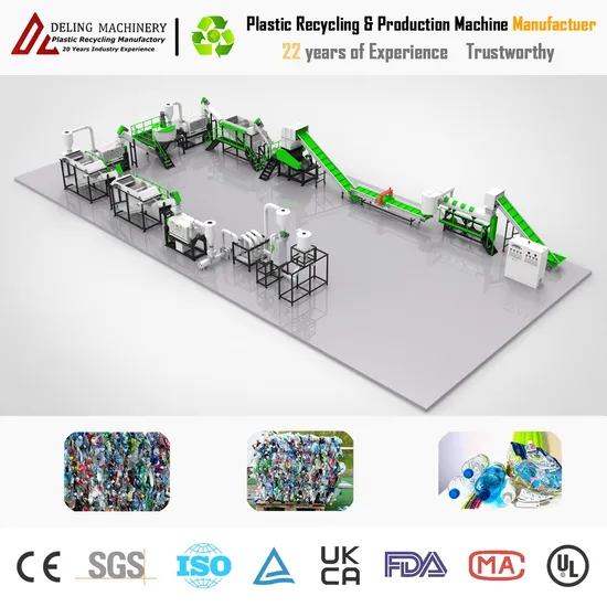 High-Performance Plastic Bottle Recycling Equipment with Crushing Washing Granulation Function Line